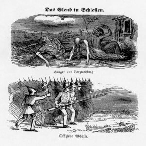 Karikatur Elend in Schlesien