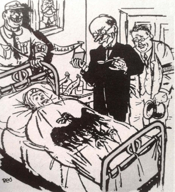 Karikatur zum Scheitern der Weimarer Republik