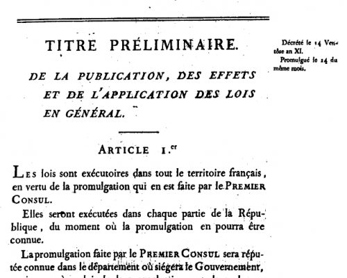Code civil im Jahr 1804