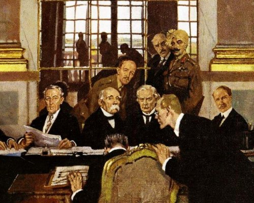 Auf der Versailler Friedenskonferenz (1919) wurde der Erste Weltkrieg beendet. Deutschland wurden von den Siegermächten harte Friedensbedingungen auferlegt
