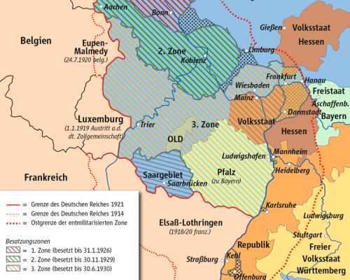 Die Besetzung des Rheinlandes im Jahr 1936 war ein Bruch des Versailler Vertrags. Damit begann die expansive Außenpolitik des NS-Regimes