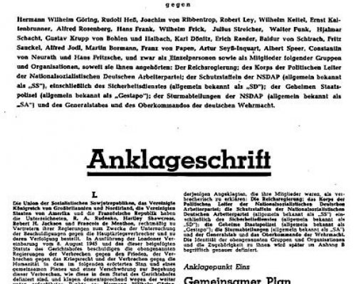 Anklageschrift vor den Nürnberger Prozessen
