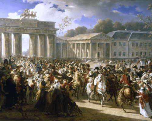 Napoleon vor dem Brandenburger Tor in Berlin
