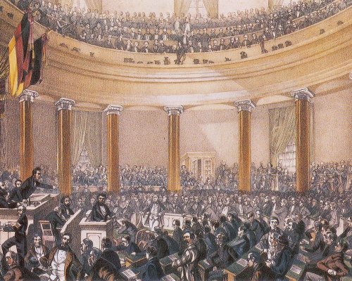 In der Frankfurter Nationalversammlung debattierten die Abgeordneten über die Frage, ob Österreich in einen gesamtdeutschen Nationalstaat integriert werden soll (Großdeutsch oder Kleindeutsch)