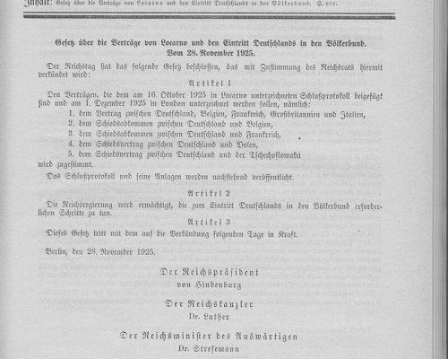 Locarno-Verträge und Völkerbund